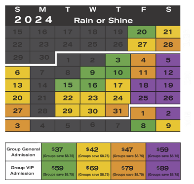 Group Rates Calendar