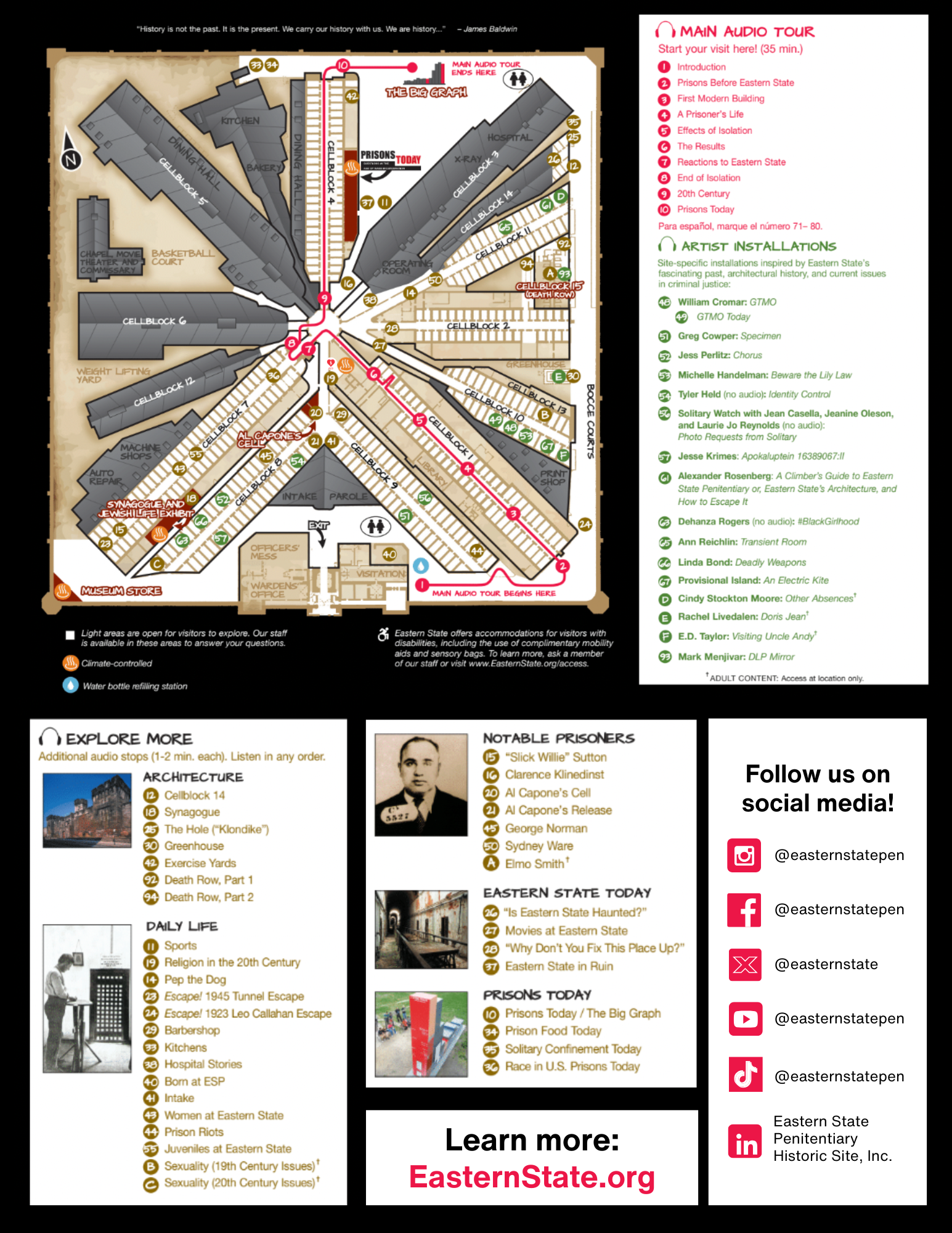 A map of Eastern State Penitentiary Historic Site as of November 2024.