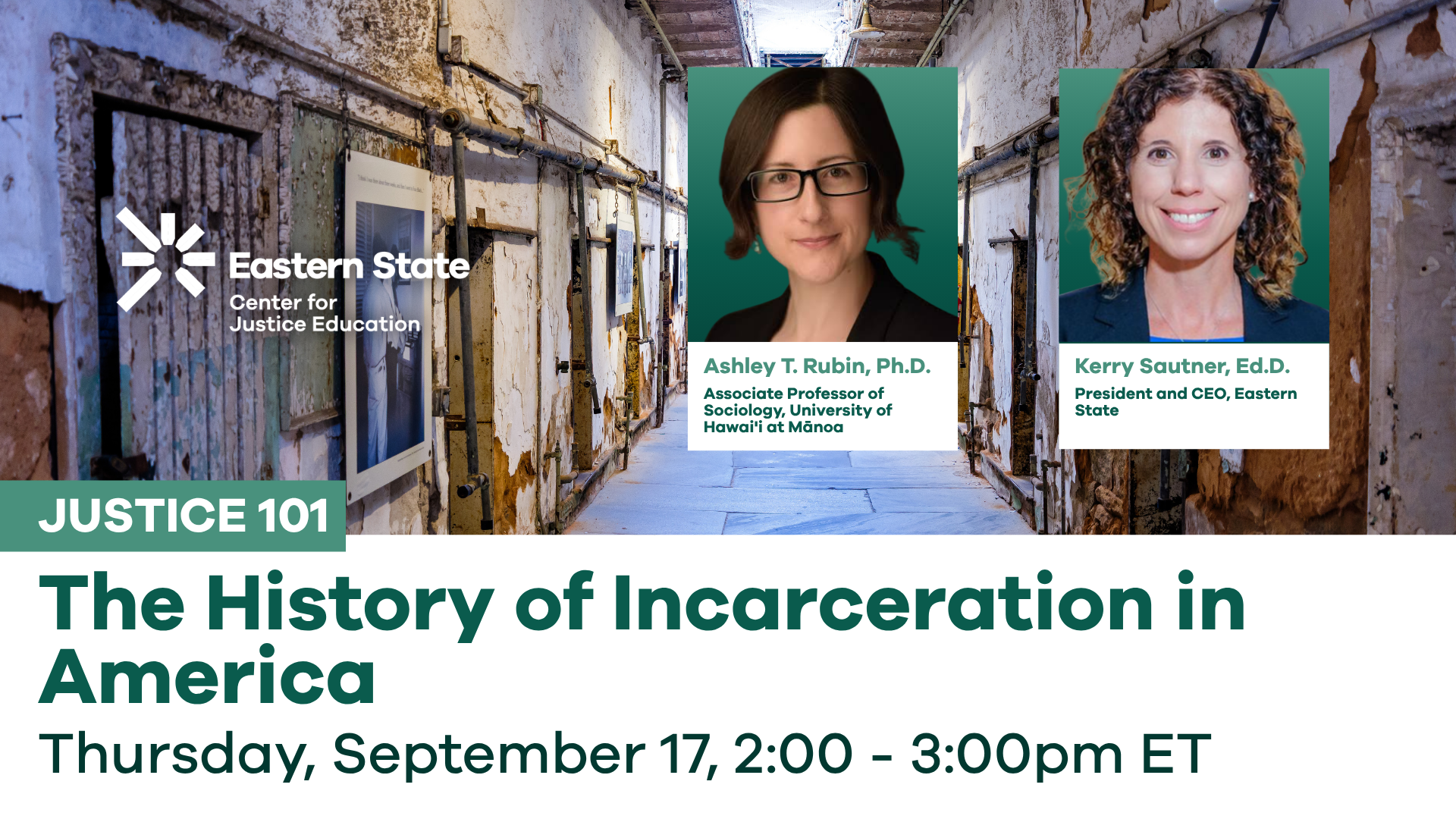 The title card for Justice 101: The History of Incarceration in America.